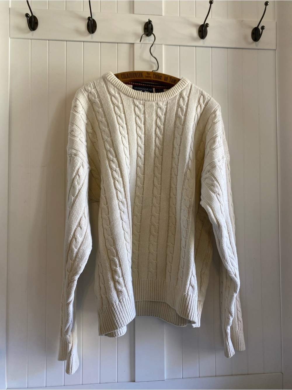 Vintage Woods & Gray Classic Cable Knit Sweater Cream